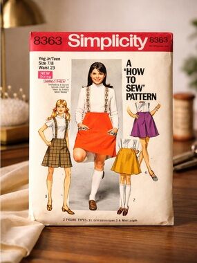 Vintage Skirts Simplicity 8363 Sewing Pattern Young Jr/Teen Size 7/8